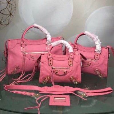 Balenciaga Classic City Shoulder Bag Edged Goatskin In Pink