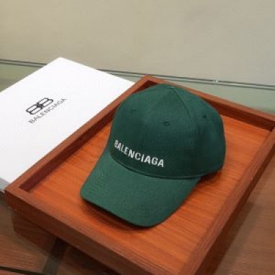 Balenciaga Logo Embroidered Cap Cotton In GreenWhite