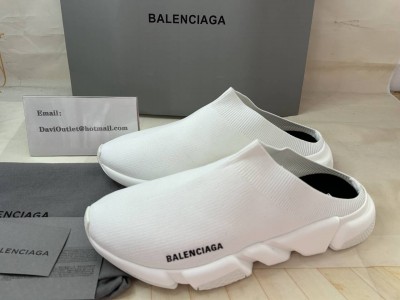 Balenciaga Speed Runner Stretch Sock Mule Logo Slip On White