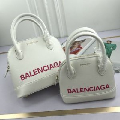 Balenciaga Ville Handbag Grained Leather In WhiteRed