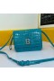 Balenciaga B Crossbody Bag Crocodile Embossed Leather In Blue
