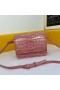 Balenciaga B Crossbody Bag Crocodile Embossed Leather In Pink