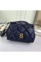 Balenciaga B Flap Bag Quilted Nappa Leather In Navy Blue