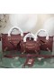 Balenciaga Classic City Shoulder Bag Edged Goatskin In Burgundy