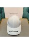 Balenciaga Logo Embroidered Cap Cotton In WhiteBlack