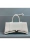 Balenciaga Medium Hourglass Handbag Crocodile Embossed Leather In White