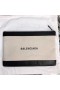 Balenciaga Medium Navy Pouch Canvas In BeigeBlack