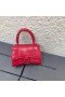 Balenciaga Mini Hourglass Handbag Crocodile Embossed Leather In Red