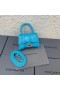 Balenciaga Mini Hourglass Handbag Crocodile Embossed Leather In Sky Blue