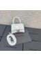Balenciaga Mini Hourglass Handbag Crocodile Embossed Leather In White