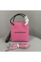 Balenciaga Shopping Phone Holder Grained Leather In Pink