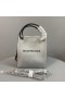 Balenciaga Shopping Phone Holder Grained Leather In Silver