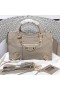 Balenciaga Small Classic City Shoulder Bag Metallic Edge Goatskin In Apricot