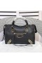 Balenciaga Small Classic City Shoulder Bag Metallic Edge Goatskin In Black