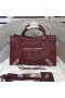 Balenciaga Small Classic City Shoulder Bag Metallic Edge Goatskin In Burgundy