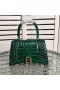 Balenciaga Small Hourglass Handbag Crocodile Embossed Leather In Green