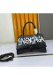 Balenciaga Small Hourglass Handbag Graffiti Crocodile Embossed Leather In Black