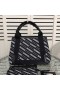 Balenciaga Small Navy Cabas Logo Striped Canvas In Black