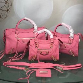 Balenciaga Classic City Shoulder Bag Edged Goatskin In Pink