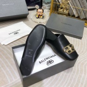 Balenciaga Cosy BB Mules Smooth Calfskin Women In BlackGold