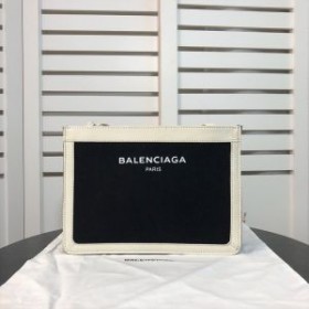 Balenciaga Navy Pouch With Strap Canvas In BlackWhite