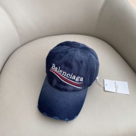 Balenciaga Political Campaign Destroyed Cap In Navy Blue