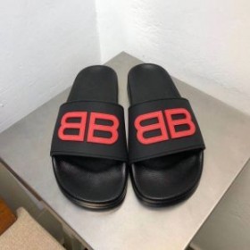 Balenciaga Pool Slides BB Logo UniseX In BlackRed