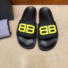 Balenciaga Pool Slides BB Logo UniseX In BlackYellow