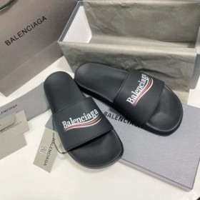 Balenciaga Pool Slides Political Campaign UniseX In Black