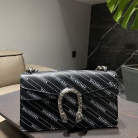 Balenciaga Small Dionysus Bag Logo Striped Calfskin In Black