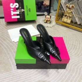 Balenciaga Square Knife BB 80MM Mules Calfskin Women In Black