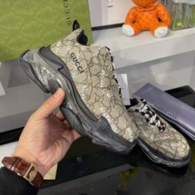 Balenciaga Triple S Sneakers GG Supreme Clear Sole UniseX In BeigeBlack