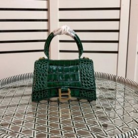Balenciaga XS Hourglass Handbag Crocodile Embossed Leather In Green